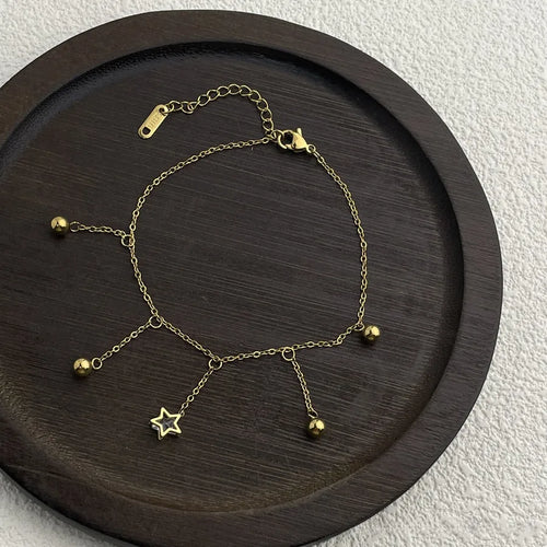 Waterproof Non Tarnish Gold Titanium Steel Anklet for Women in Simple Style Featuring Heart Shape Design