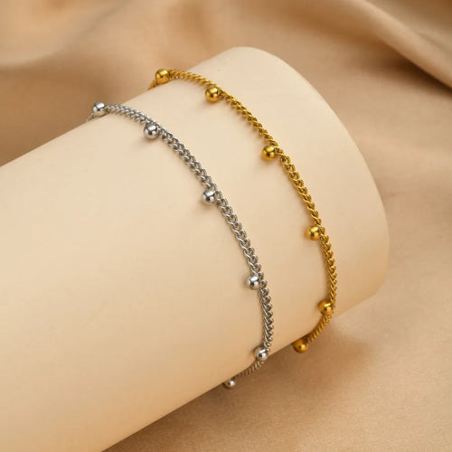Electroplated Simple Style Women's Anklet in 201 Stainless Steel with Solid Color and 18K Real Gold Plated Finish, 1 Piece