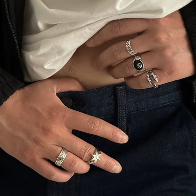 Men's Hip-Hop Eagle Ring in Silver Alloy, 1 Set