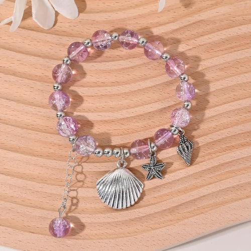 Beach Ocean Style Shell Starfish Conch Pendant Turquoise Pearl Explosive Flower Spacer Bracelet Best Friend Chain Jewelry