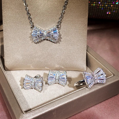 Copper Bow Knot Artificial Gemstones Bridal Jewelry Sets