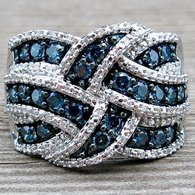 Morning Wisdom Blue Sapphire Ring Electroplated Diamond Embedded Women Style Fashion Jewelry Accessory For Online Retail