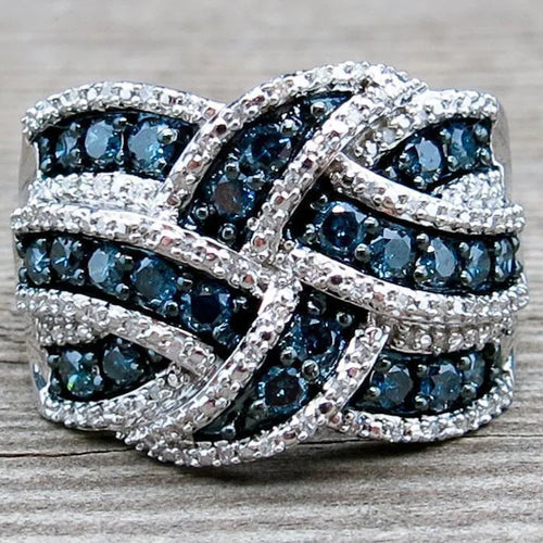 Morning Wisdom Blue Sapphire Ring Electroplated Diamond Embedded Women Style Fashion Jewelry Accessory For Online Retail