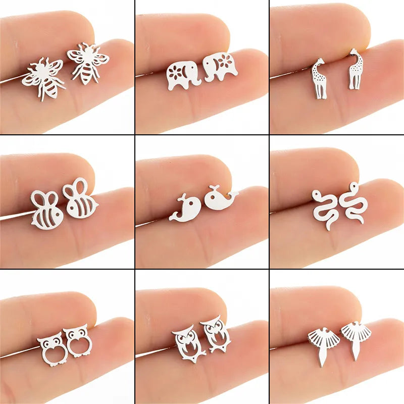 Simple Style Animal 304 Stainless Steel No Inlaid 18K Gold Plated Ear Studs