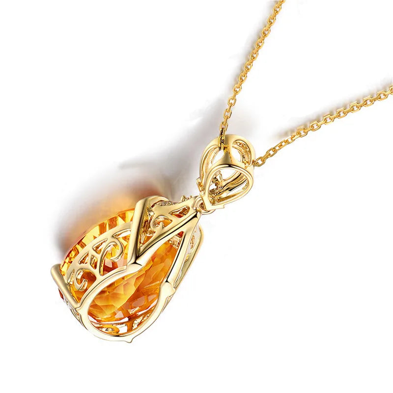 simple style water droplets artificial crystal copper artificial gemstones earrings necklace jewelry set