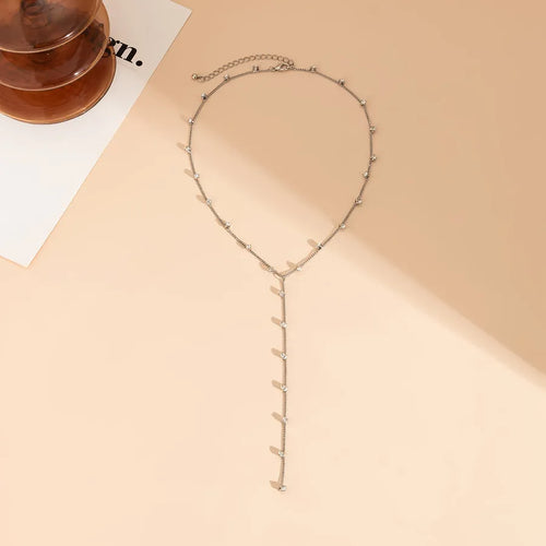 Diamond Long Y-shaped Tassel Necklace Chain Jewelry Accessories Geometric Ladies Applicable
