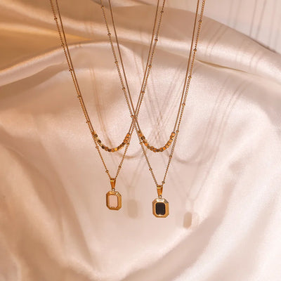 Wholesale Jewelry Vintage Style Simple Style Commute Geometric 304 Stainless Steel Shell 18K Gold Plated Plating Inlay Pendant Necklace