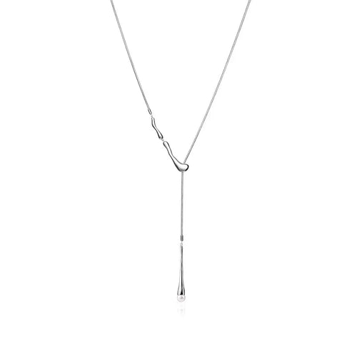 Water Droplets Sweater Chain Necklace for Women Featuring Alloy Chain and Alloy Pendant