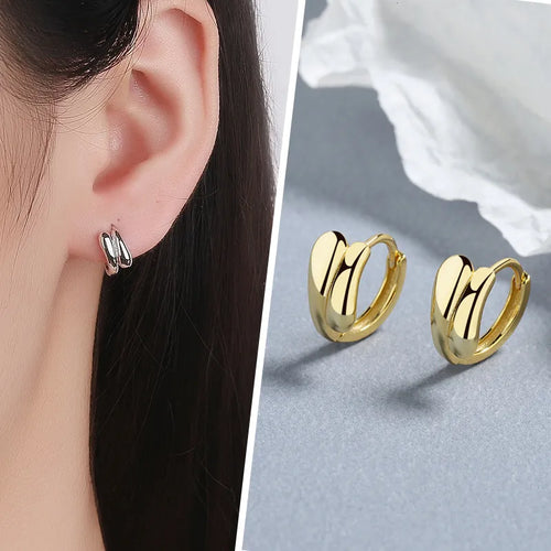 Simple Style Circle Hoop Earrings for Women in Silver 925 Sterling Silver with Electroplated Finish