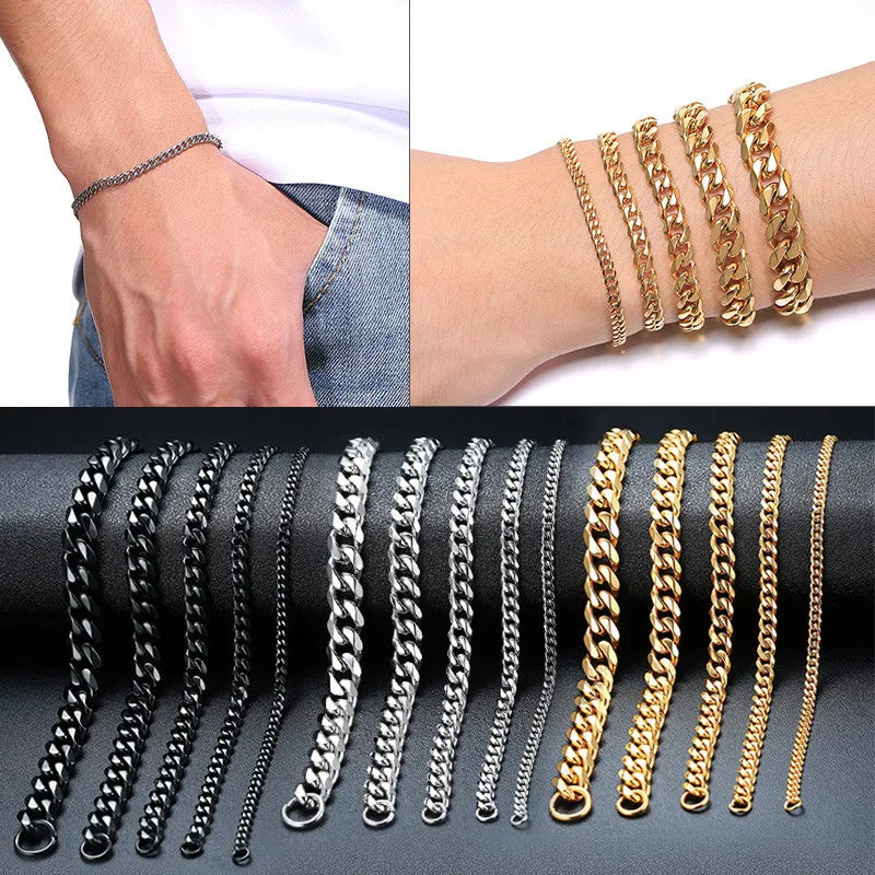 hip-hop geometric stainless steel gold plated gold plated bracelets
