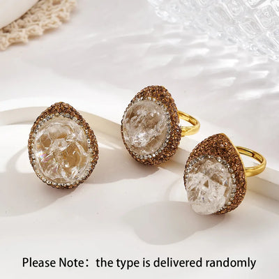 Hot-Selling Fashion Ins Style Copper Rhinestone Explosive White Crystal Open Ring