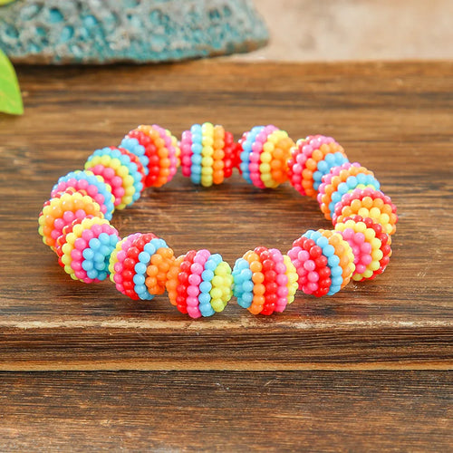Candy For Bracelets Made of Acrylic Featuring Rainbow Colors