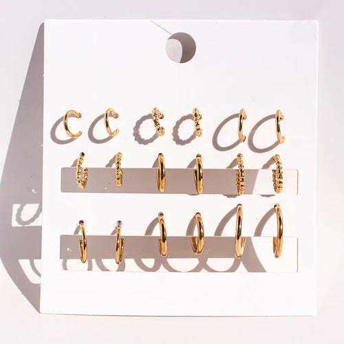 Geometric Hoop Earrings for Women in 18K Real Gold Plated Alloy with 0.05µm-0.08µm Electroplated Coating