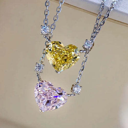 Copper Plating Heart Crystal Necklaces