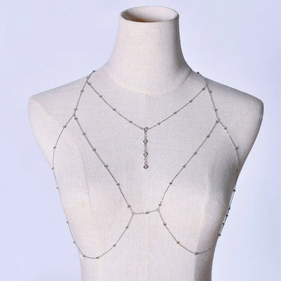wholesale jewelry simple style solid color metal rhinestones body chain