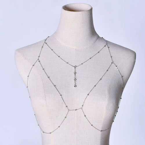 wholesale jewelry simple style solid color metal rhinestones body chain
