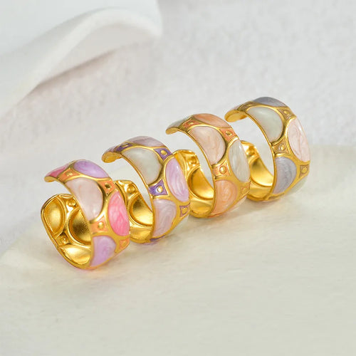 Wholesale Jewelry Tropical Round 304 Stainless Steel 18K Gold Plated Rings