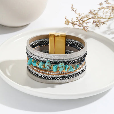 retro solid color rhinestones turquoise wholesale bangle