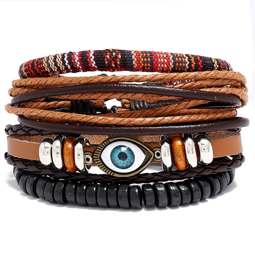 Bohemian Geometric No Inlaid Pu Leather Wrap Bracelets Wholesale