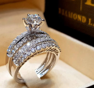 luxurious romantic shiny flower alloy plating inlay zircon women's rings