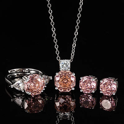 Copper cable chain Plating Octagonal High Carbon Diamond Jewelry Set