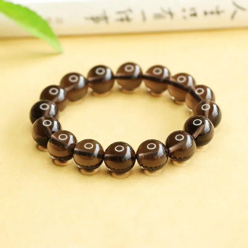 Natural Ice Quartz Black Obsidian Bracelet Crystal Factory DirectAY3032901 Polished Geometric Pattern Unisex Vintage Style