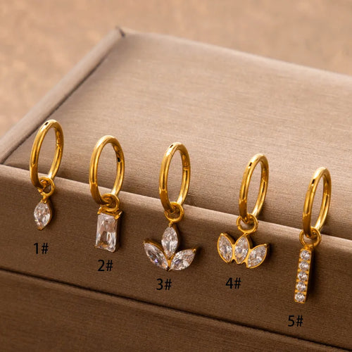 1 Piece Ear Cartilage Rings & Studs IG Style Cool Style Shamrock Crown Pure Titanium Plating Inlay Zircon