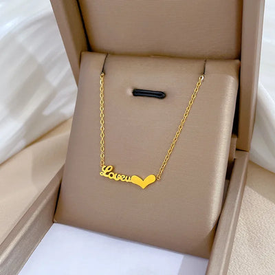 Wholesale Jewelry Fashion Letter Titanium Steel Gold Plated Necklace