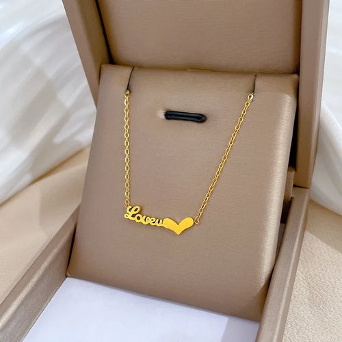 Wholesale Jewelry Fashion Letter Titanium Steel Gold Plated Necklace