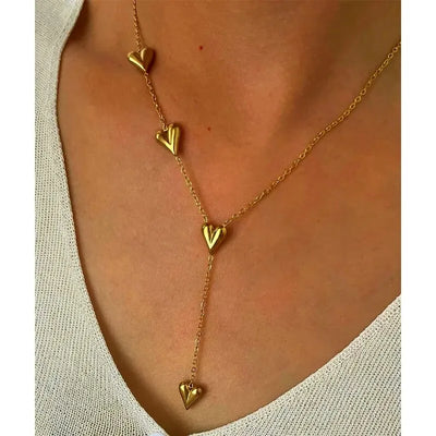 Wholesale Jewelry Simple Style Heart Shape 316L Stainless Steel  Plating Long Necklace
