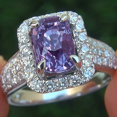 new simple fashion square copper inlaid purple zircon ring wholesale