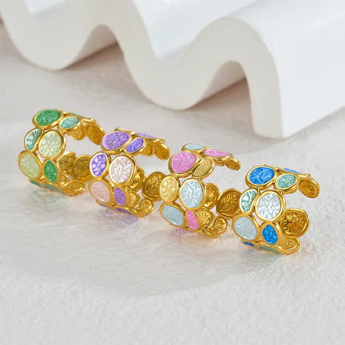 Wholesale Jewelry Pastoral Geometric 304 Stainless Steel 18K Gold Plated Rings