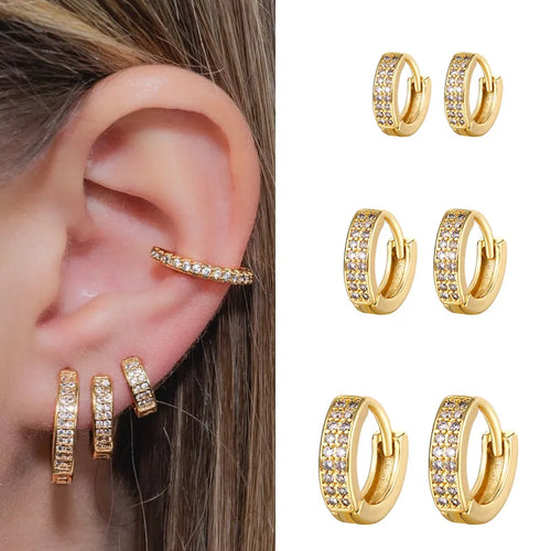 simple style ear buckle copper micro inlaid zircon earrings