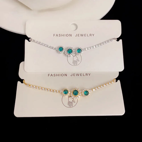 Round Electroplated Brass Bracelet for Women with 14K Real Gold Plated UV Plating and Zircon Inlay, Featuring Slider Chain