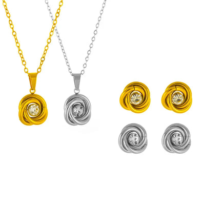 Wholesale Jewelry Vacation Classic Style Solid Color 304 Stainless Steel 18K Gold Plated Jewelry Set cable chain