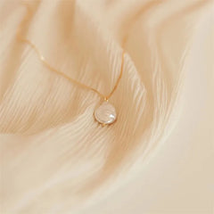 Stainless Steel Freshwater Pearl 14K Gold Plated Rose Gold Plated Simple Style Plating Solid Color Freshwater Pearl Pendant Necklace