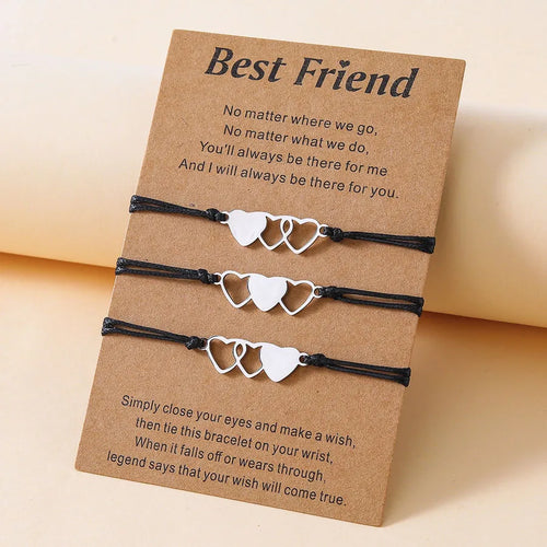 Vintage Style Heart No Inlaid 316 Stainless Steel  Wax line String Bracelets Wholesale