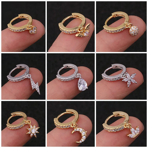 Ear Clip Earrings Flower Earrings Soft Ear Bone Earrings Pierced Earrings Heart Zircon Metal