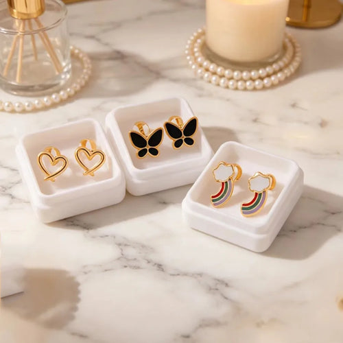 Asymmetrical Rainbow Stud Earrings for Women in 201 Stainless Steel with 18K Real Gold Plated PVD Coating
