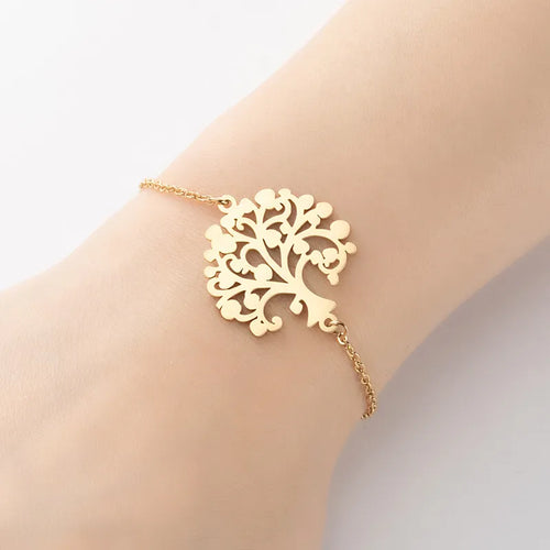 Modern Style Tree 201 Stainless Steel 18K Gold Plated Bracelets In Bulk
