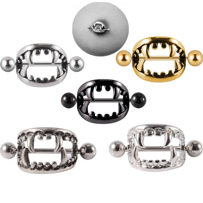 Stainless Steel Tooth Piercing Jewelry Alloy Nipple Rings Custom Size Teeth Design Fashionable Unisex Body Accessories