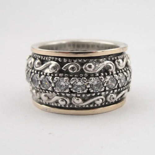 Ethnic Wide Band Rings For Unisex Featuring Retro Style Alloy Material With Carving Craftsmanship In Multicolor