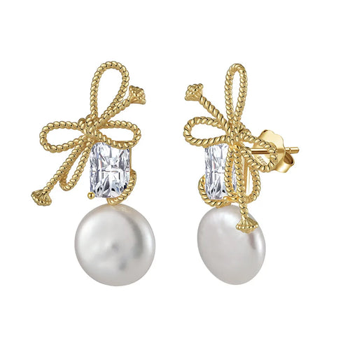 1 Pair Simple Style Classic Style Solid Color Inlay 925 Sterling Silver Freshwater Pearl Freshwater Pearl Drop Earrings