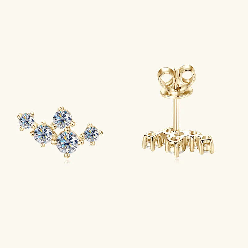 TikTok Influencer Trendy Cool Unique Design Moissanite Earrings Silver S925 Starry Sky Ear Rings High-End Feeling Jewelry