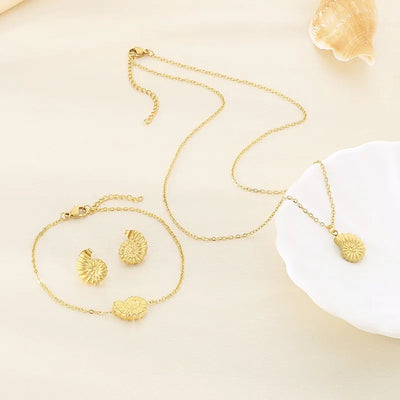 Wholesale Jewelry Vintage Style Conch 304 Stainless Steel 18K Gold Plated Jewelry Set
