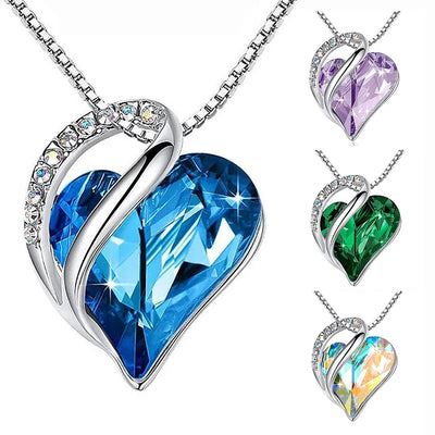 Alloy Crystal Rhinestone Heart Shape Pendant Necklace