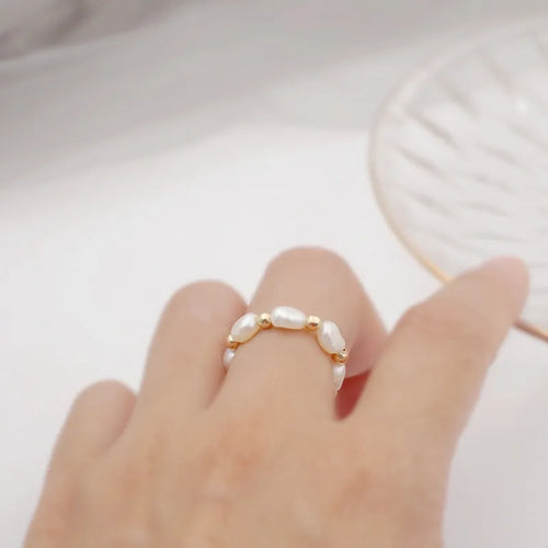 retro round pearl beaded rings 1 piece