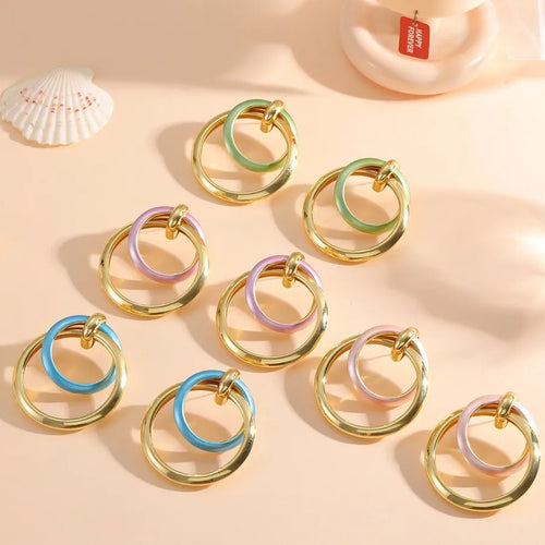 Simple Style Geometric Earrings for Women in Iron with 925 Sterling Silver Ear Pins