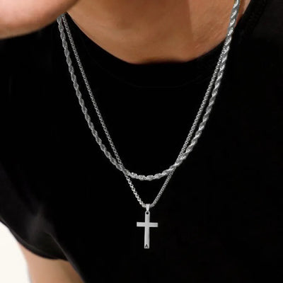 Retro Simple Style Classic Style Cross Letter 201 Stainless Steel 304 Stainless Steel Men's Pendant Necklace