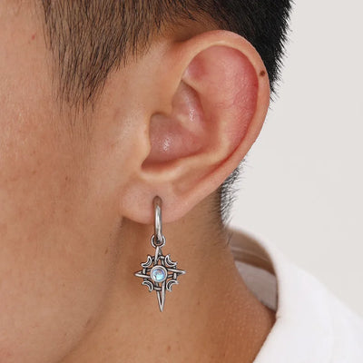 1 Pair Retro Punk Simple Style Moon Knot Inlay 201 Stainless Steel Moonstone Moonstone Drop Earrings